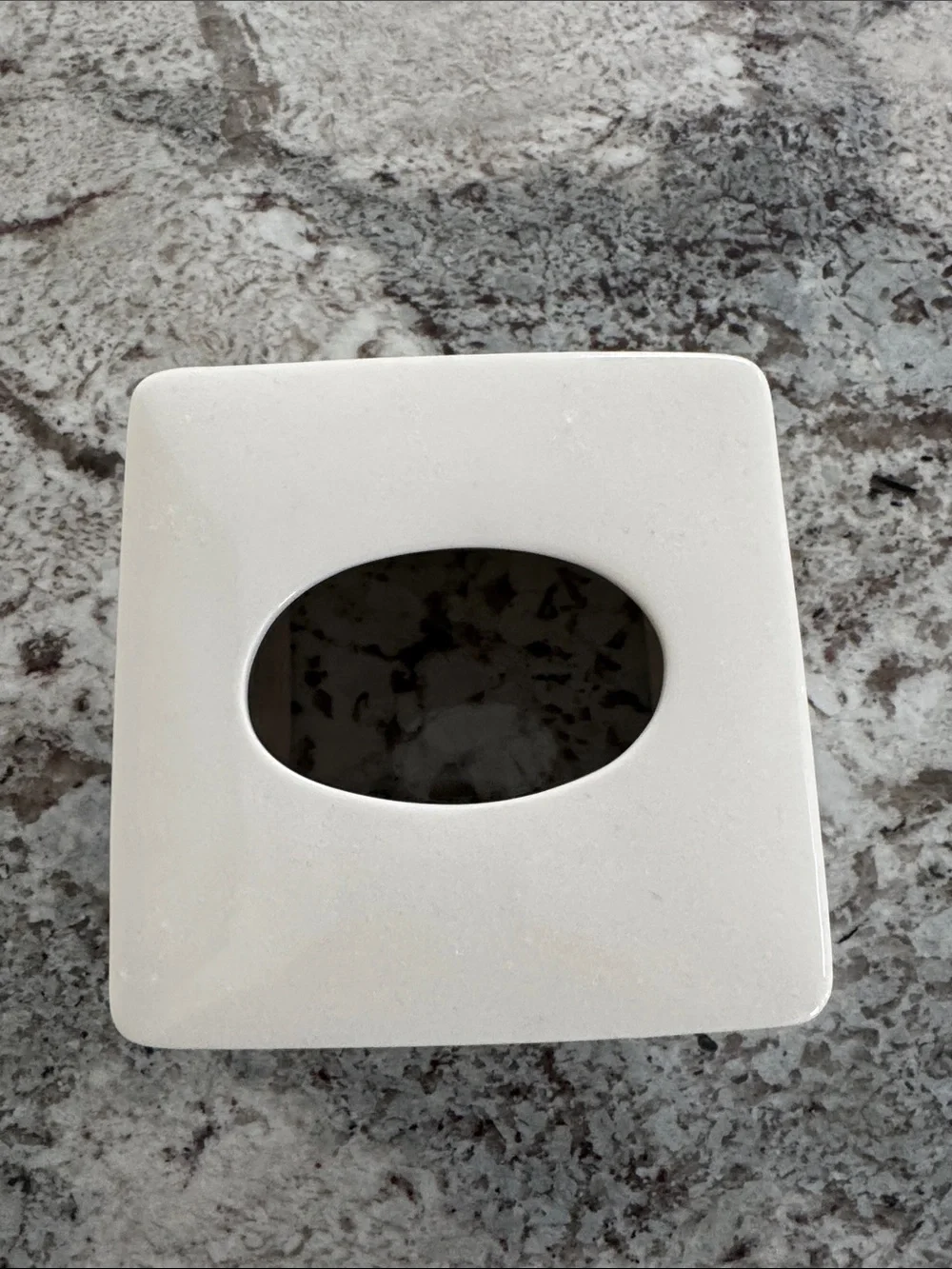 Martha Stewart White Ribbed Ceramic Square Tissue Box Cover